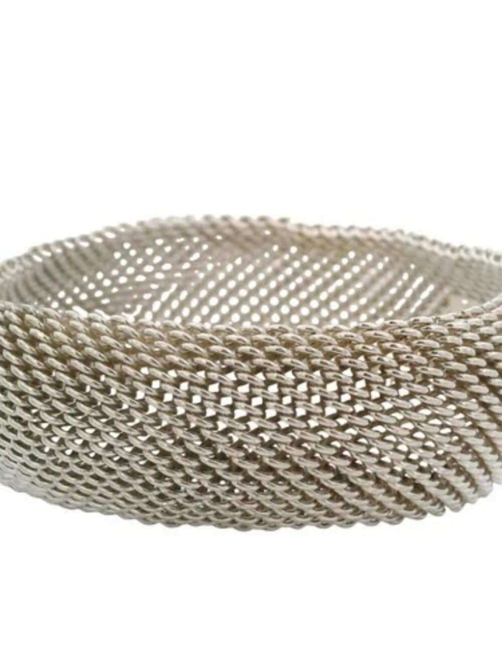 Retired Tiffany & Co 925 Sterling Silver Mesh Somerset 21mm Bangle Bracelet 8"